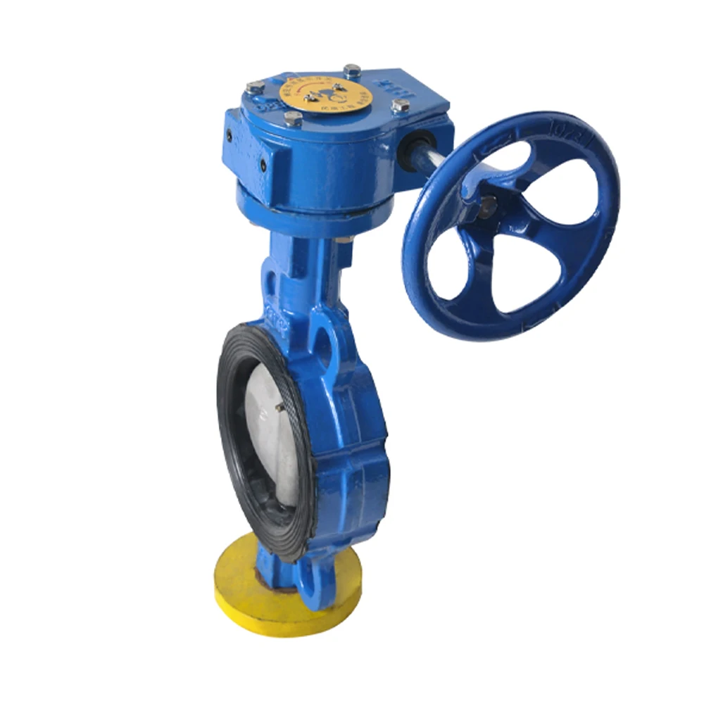 YUMING Worm gear wafer type soft seal butterfly valve DN50-DN1200