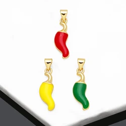 OCESRIO Trendy Multicolor Enamel Hot Pepper Pendant for Necklace Copper Gold Plated Jewelry Making Component Wholesale pdtb143