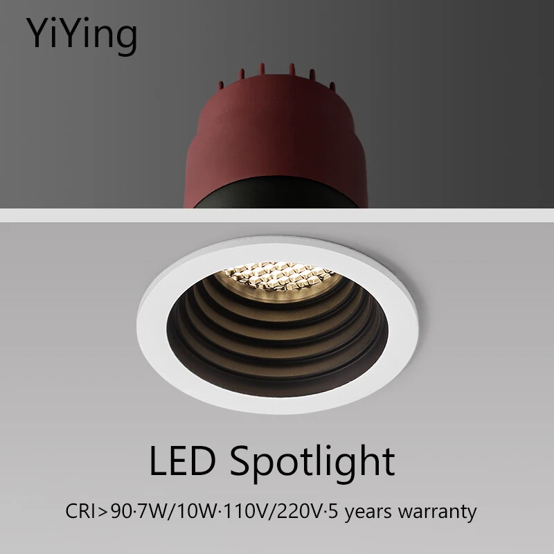 

YiYing Spot Light Recessed Round Downlight Anti-Glare Foco Led 110V 220V White Spotlights 75mm Hole Ceiling Lamp For Home Shop