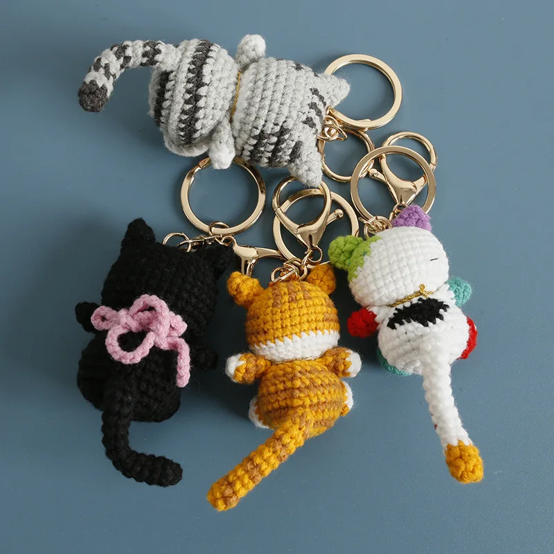 اليدوية الكروشيه هريرة Keyrings لطيف يبتسم القط دمية الكروشيه المفاتيح الكرتون هريرة سلسلة الحياكة دمية المفاتيح بالجملة #3