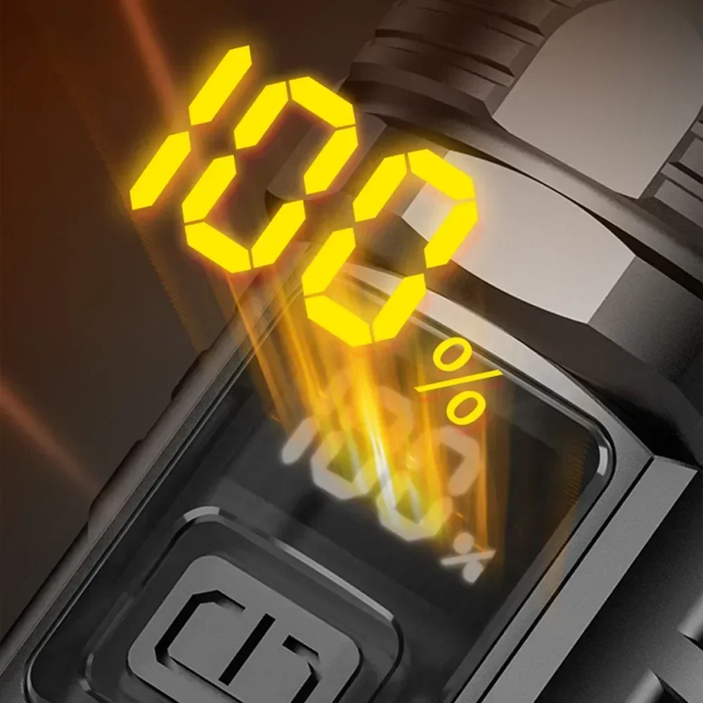 مصباح يدوي LED عالي الطاقة - USB قابل لإعادة الشحن 1000LM، شعلة متعددة الوظائف قابلة للتكبير في الهواء الطلق، الطوارئ (مقاومة للماء)