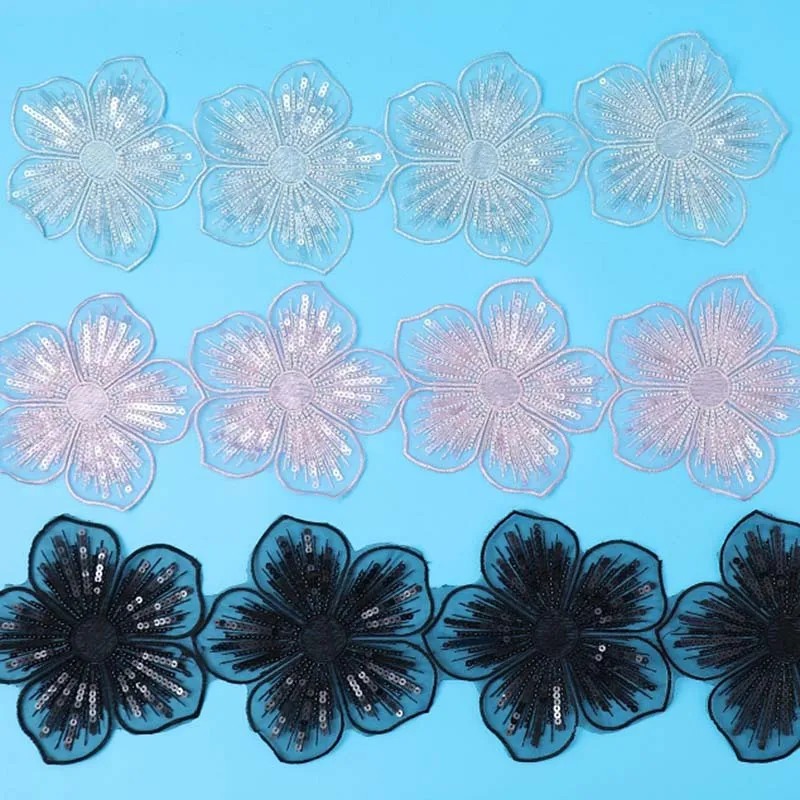 10Yds/Lot Black Grey Pink Flower Embroidery Mesh Barcode Diy Hanfu Crafts Accessories Headwear Organza Accessories Lace
