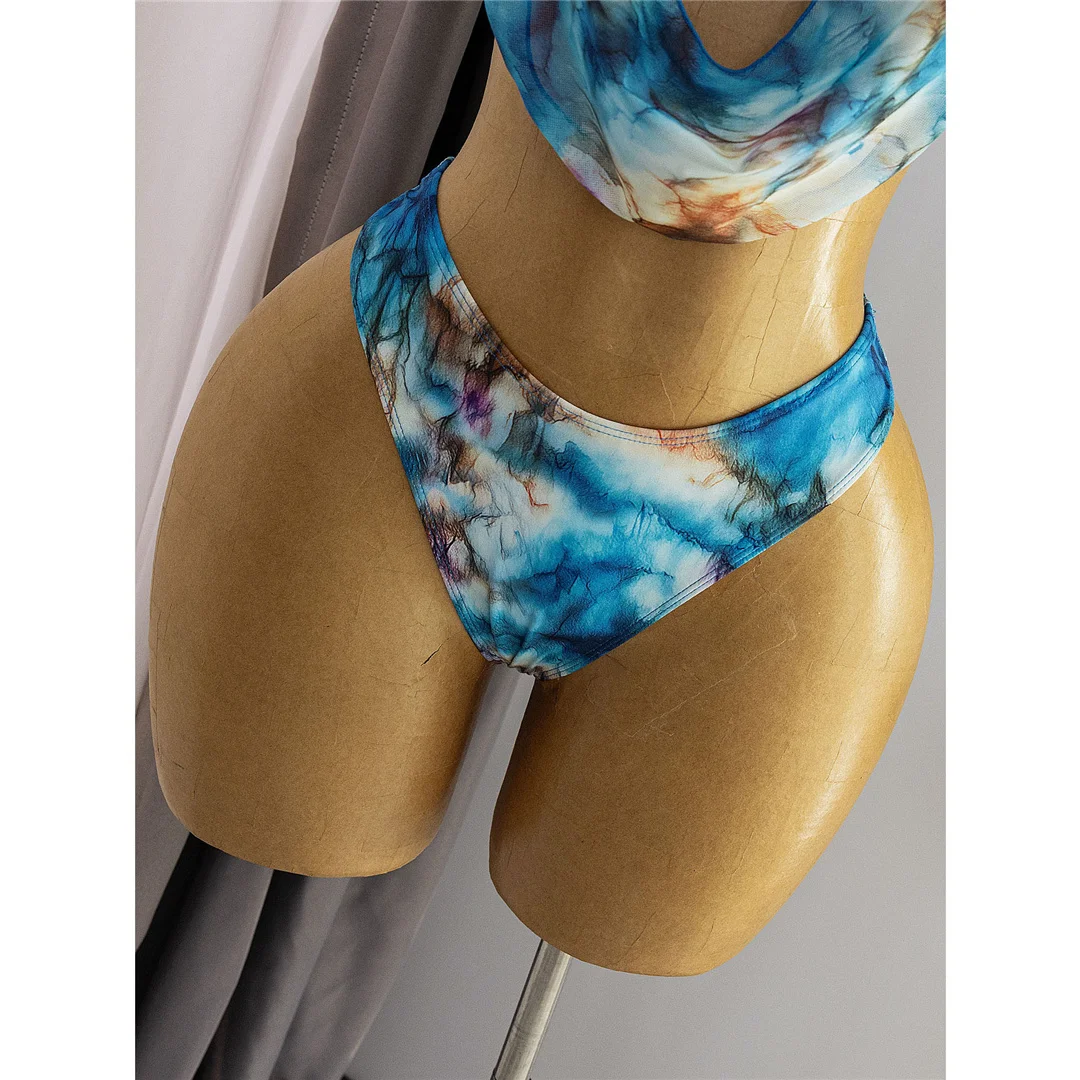 S - XL Mit Rock, bedruckter Neckholder-Bikini, Damen-Badeanzug, dreiteiliges Bikini-Set, Badebekleidung, Badeanzug, Schwimmanzug V8184 – Detail 6