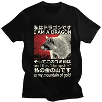 Japanese Style Dragon Raccoon Print T Shirt Harajuku Retro High Quality Short Sleeve Oversized Men Women Classic T-shirtsFashion