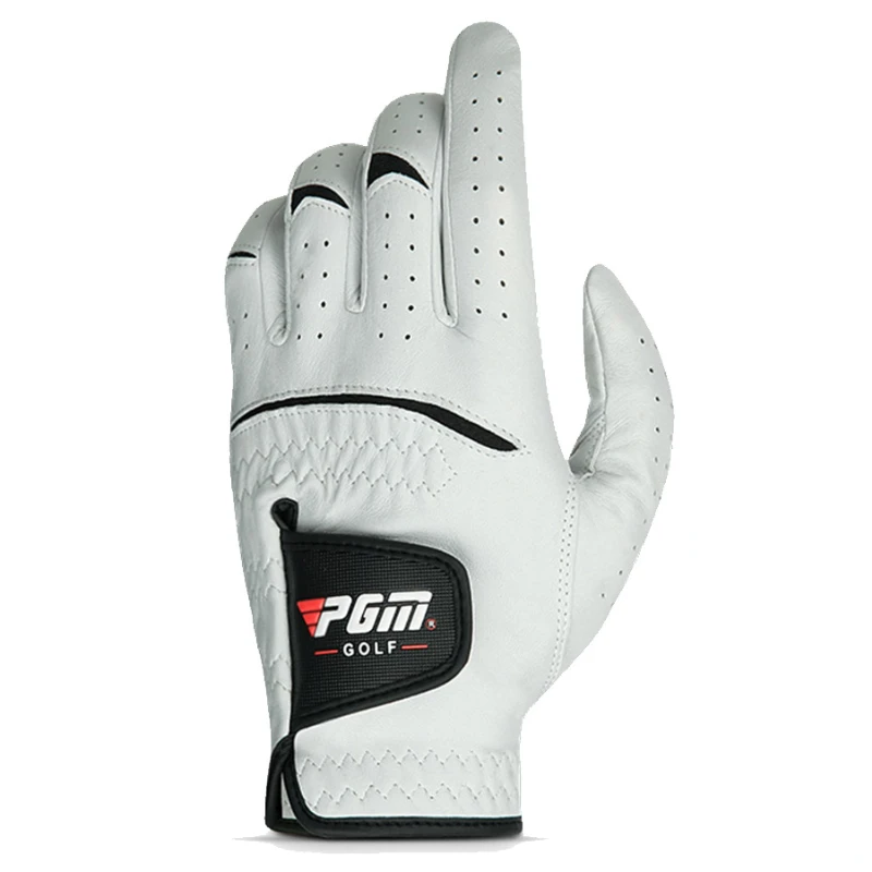 PGM Men Golf Gloves Kid White Cape Genuine Leather Sport Hand Glove Wear Breathable Skid-proof Single Left Right Handed ST025