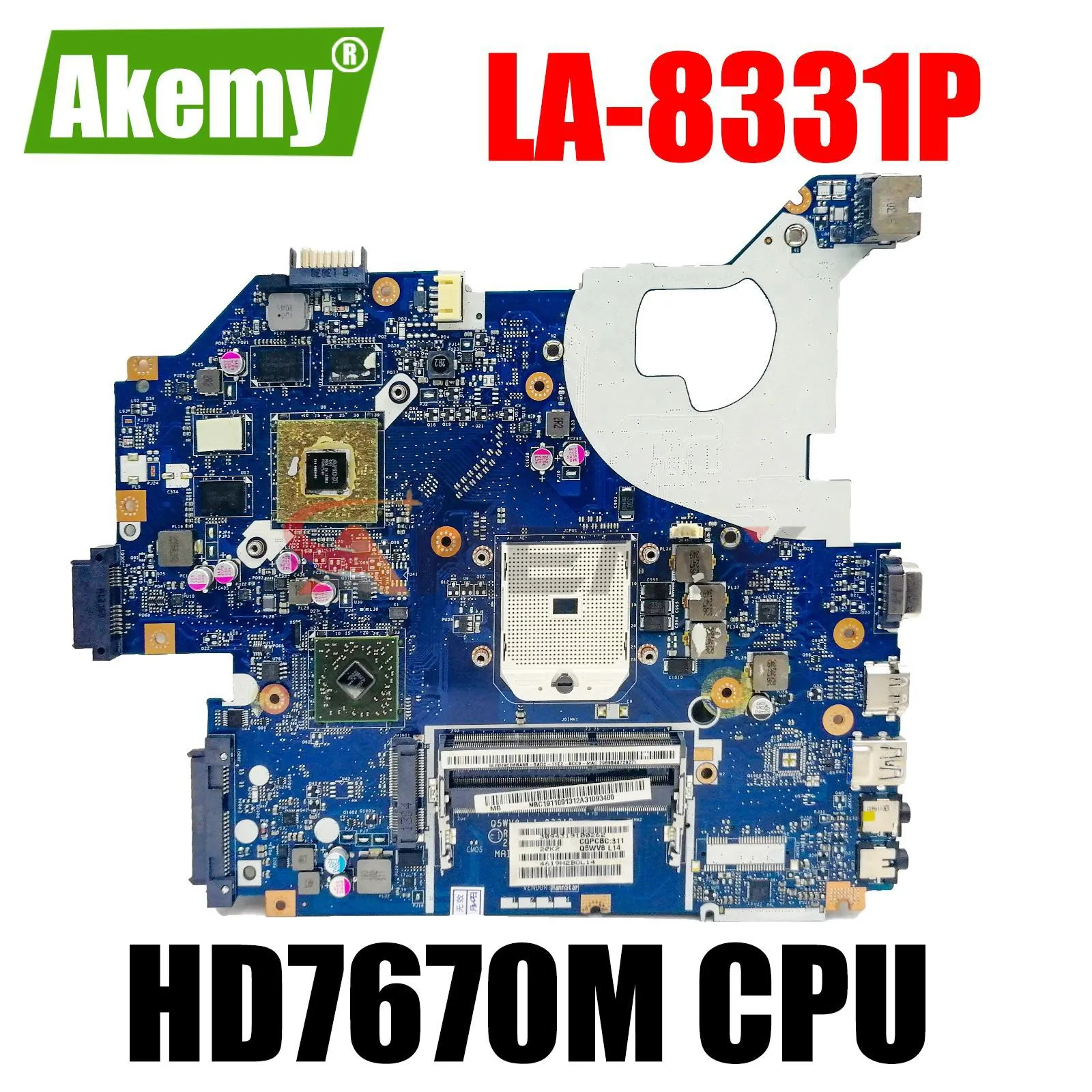 

Q5WV8 LA-8331P For Acer Aspire V3-551 V3-551G Laptop Motherboard HD7670M Video Card NB.C1911.001 NBC1911001 Fully Tested