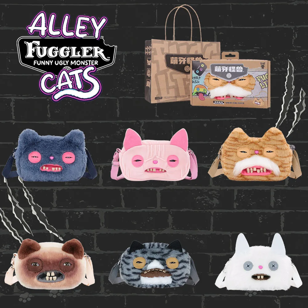 Original Fuggler Alley Cat Plush Bag Cat Eyed Weirdo Wrinkle McStinkles Crossbody Bag for Women Birthday Gift