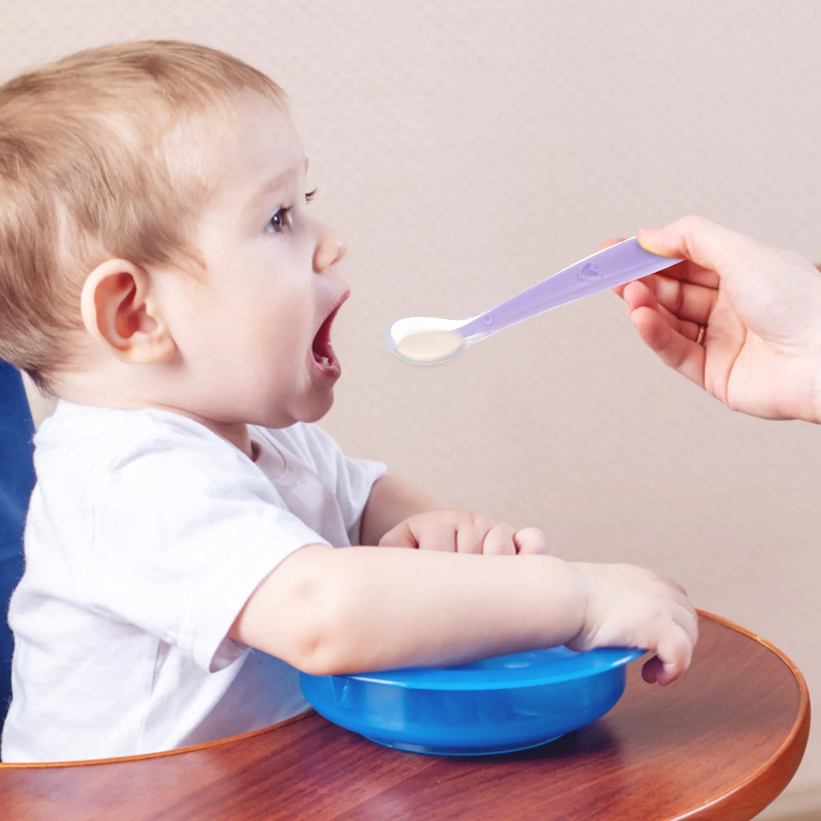 

2pcs Silicone Baby Feeding Spoons Purple Green Food Grade Safe Soft Tip Ergonomic Design Container Included For Infant Toddler