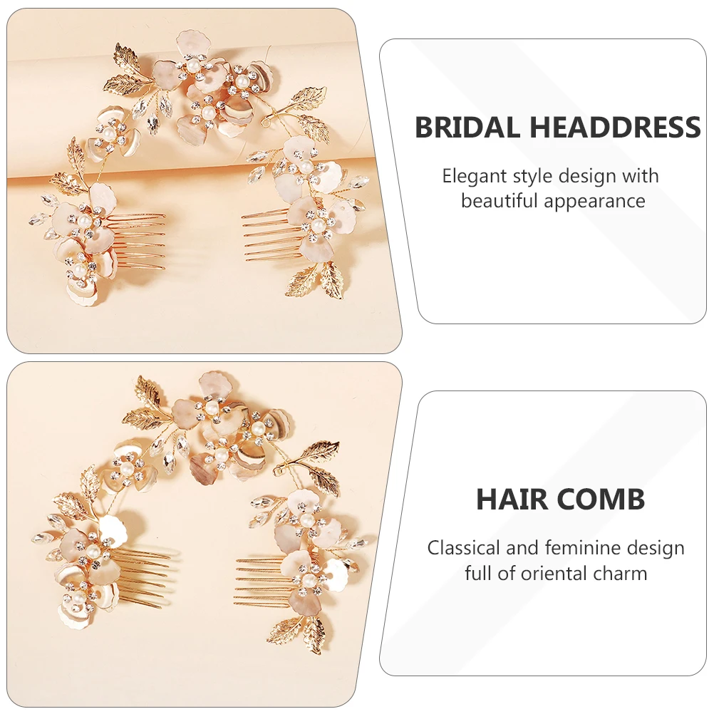 

Pearl Rhinestone Headdress Bridal Headband Comb Wedding Hair Decor Bride Headbands Accessory Women Floral Hairband