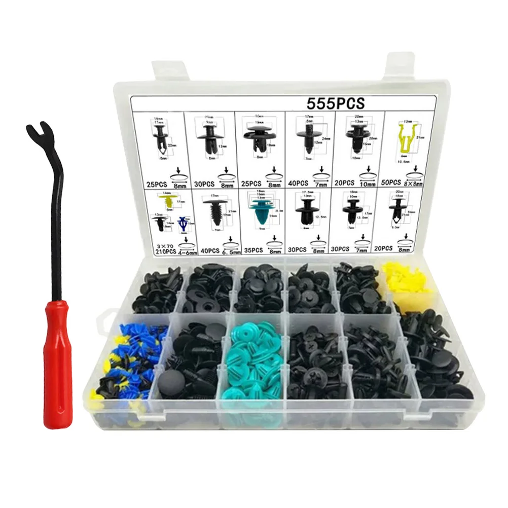 

555pcs Car Rivet Fastener Snap Suit Body Bumper Trim Moulding Retainer Clip Push Pin Universal Plastic Long Lasting Car Door
