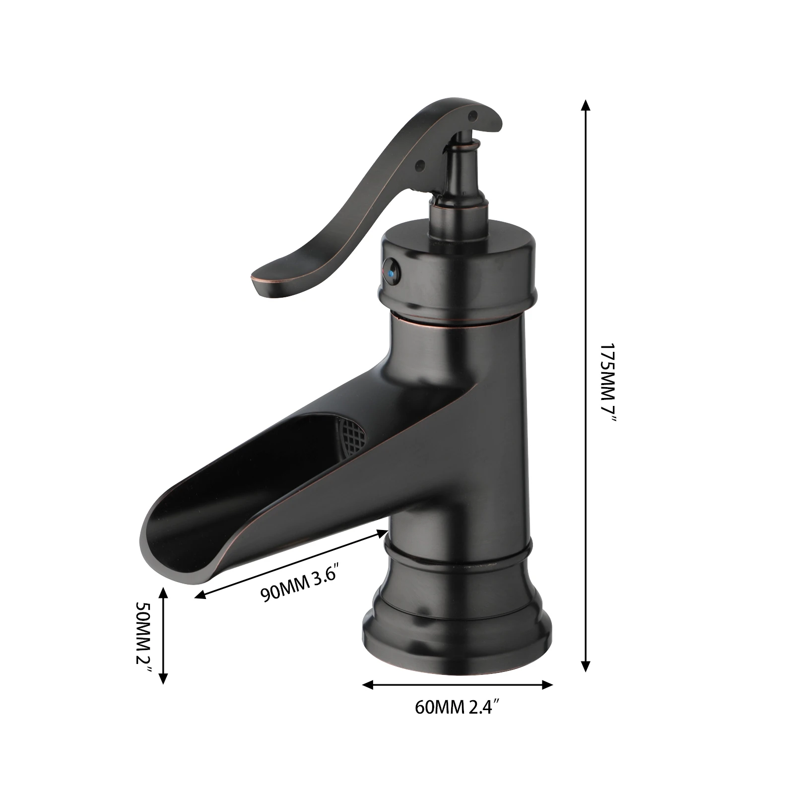 OUBONI Painting Design Handle Waterfall Outlet Bathroom Sink Basin Faucet Oil Rubbed Black Bronze Deck Mounted Mixer Taps