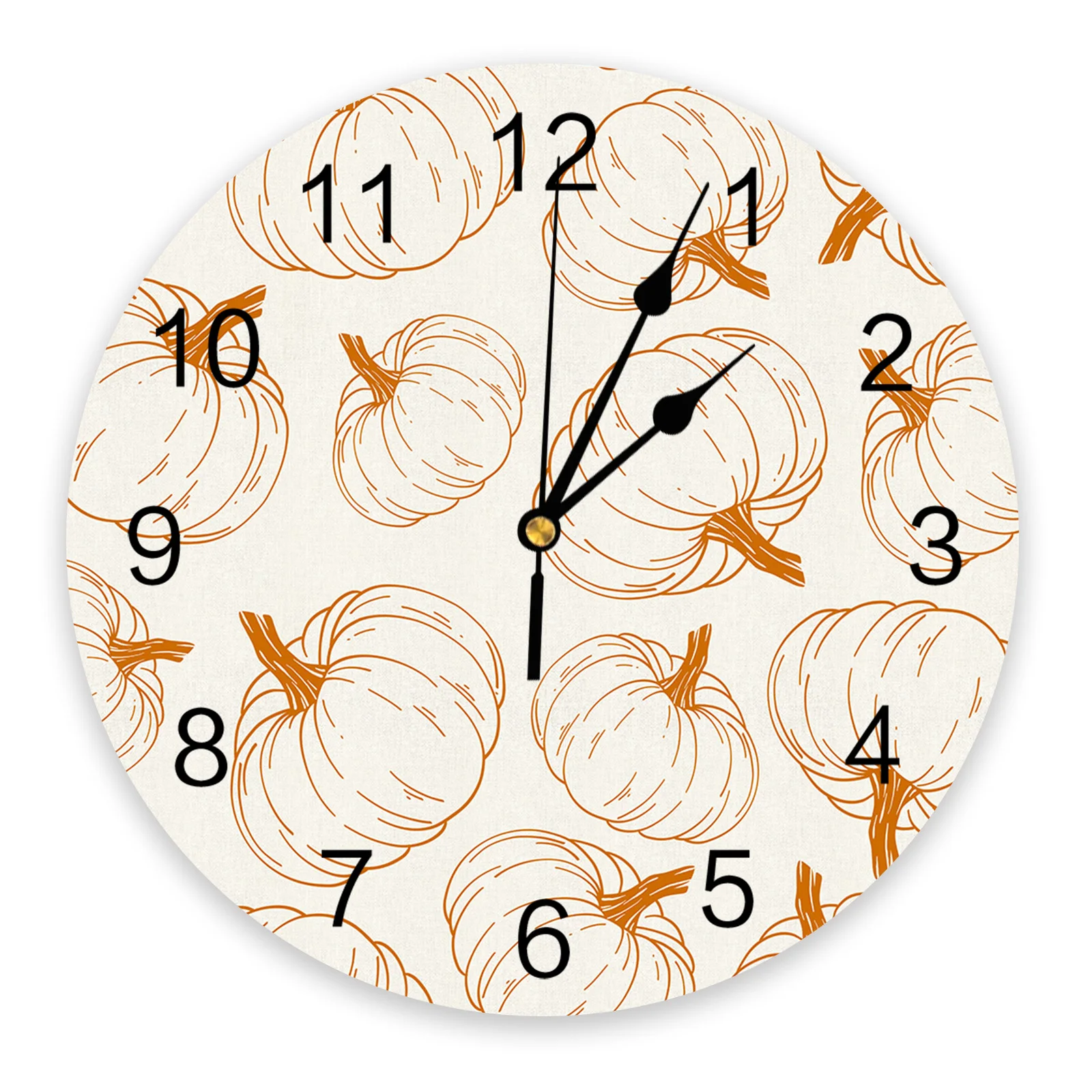 Autumn Line Pumpkin Texture Wall Clock Silent Digital Clocks for Home Bedroom Kitchen Decoration Hanging Watch