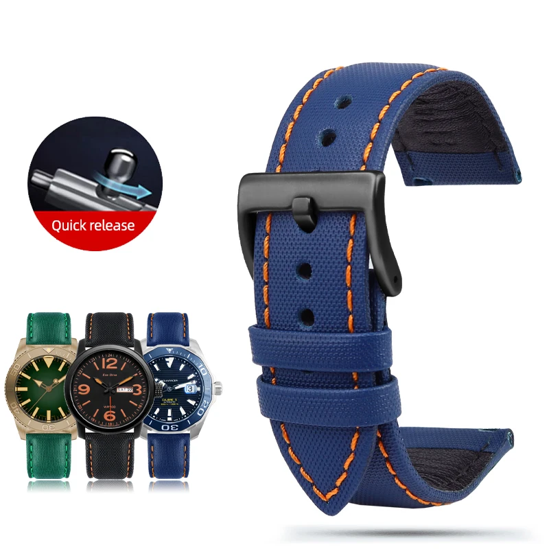 20mm 22mm 24mm Nylon Leather Watchband For TAG Heuer F1 Racing Car for Citizen for TIMEX Men and Women Canvas Fabric Watch Strap