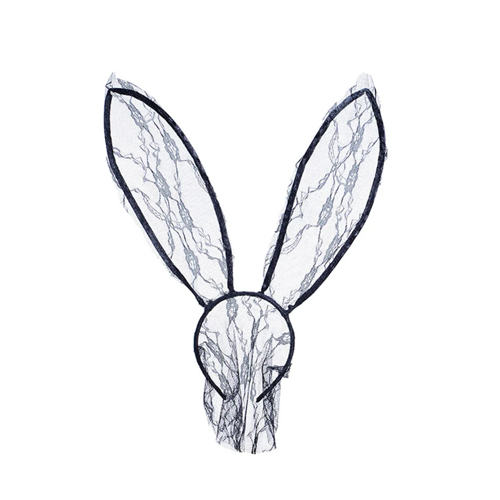 

Rabbit Ear Veil Headband Mask 125mm 30cm Long Ears Hairwear Half Face Accessories Wedding Party Costumes