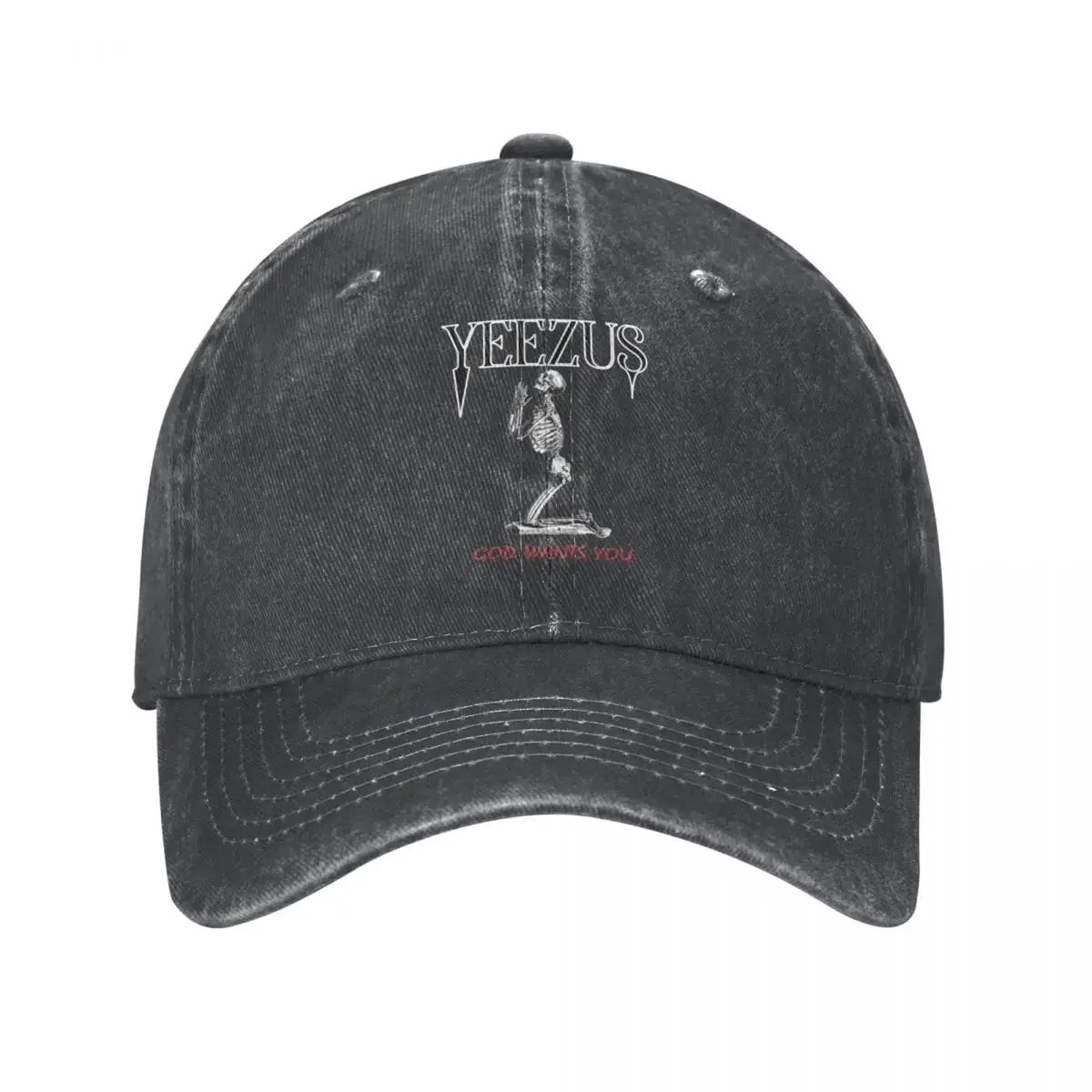 

Yeezus Skeleton Kanye West Men Women Baseball Cap Distressed Washed Caps Hat Classic Outdoor Workouts Headwear