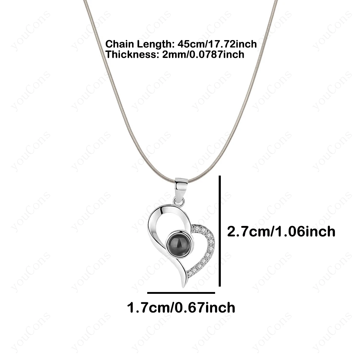 Color Picture Custom Projection Necklace Stainless Steel Snake Bone Chain Valentine's Day Mother's Day Birthday Exquisite Gift - view 4