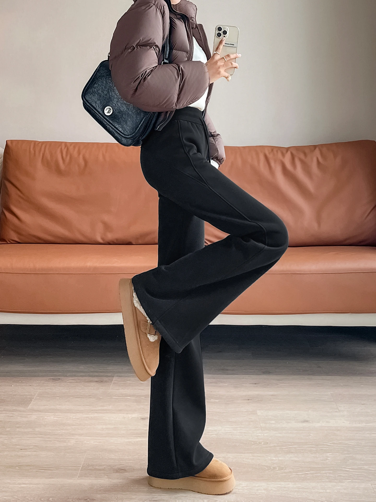 

Брюки-клеш с высокой талией для женщин, спортивные штаны для йоги, повседневные спортивные штаны для похудения, широкие брюки с высокой талией