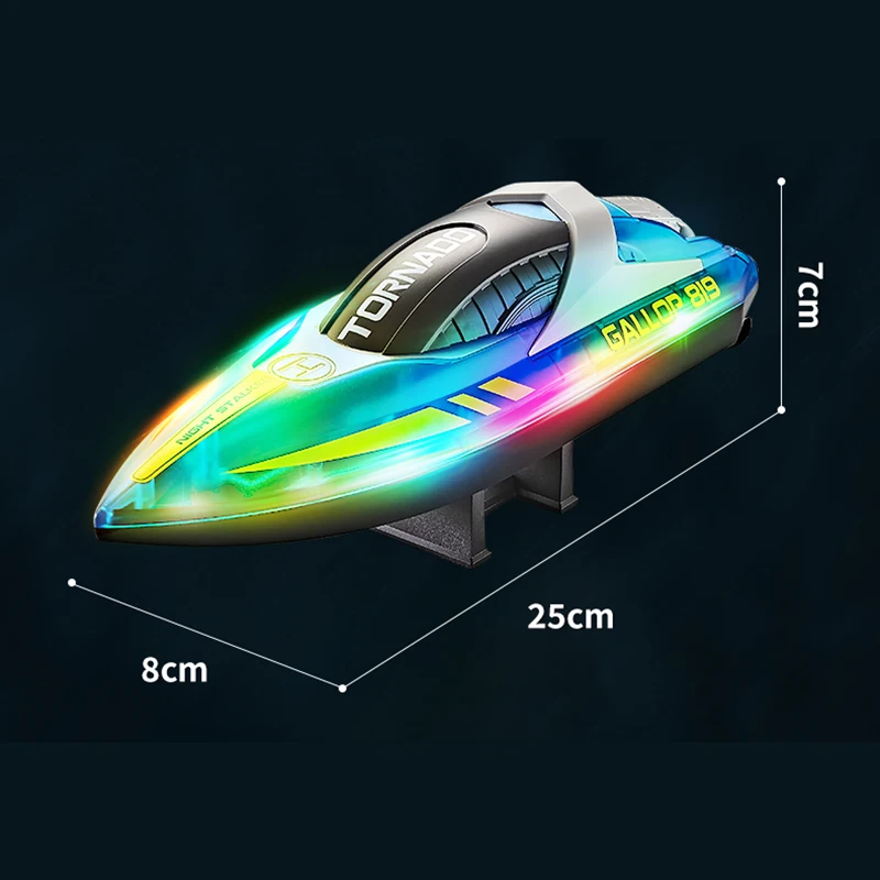 Remote Control Boat Hj819 Transparent Light High-Speed Remote Control Speedboat Electric Boat Model Waterproof Kid Toy Boat Gift