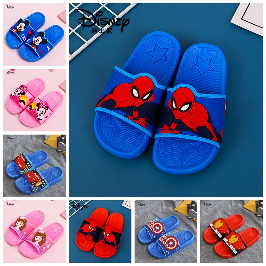 Summer Children Shoes Baby Boy Girls Slipper Cartoon Mickey Minnie Mouse Frozen Spiderman Indoor Toddler Anti-Skid Beach Shoes