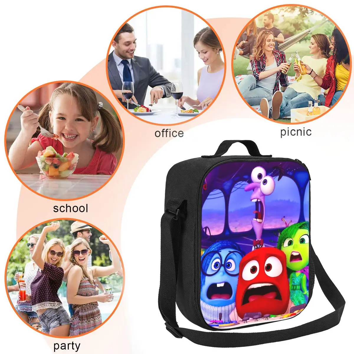 Custom Inside Out Resuable Lunch Box for Women Multifunction Cooler Thermal Food Insulated Lunch Bag Kids School Children