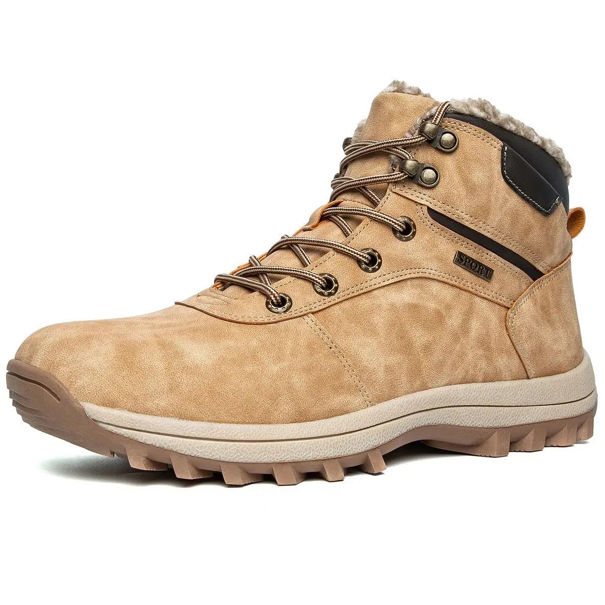 Men's Winter Large Size Cotton Shoes Fleece Lined Sports Snow Boots Outdoor Climbing Shoes Low Cut Warm Hiking Shoes