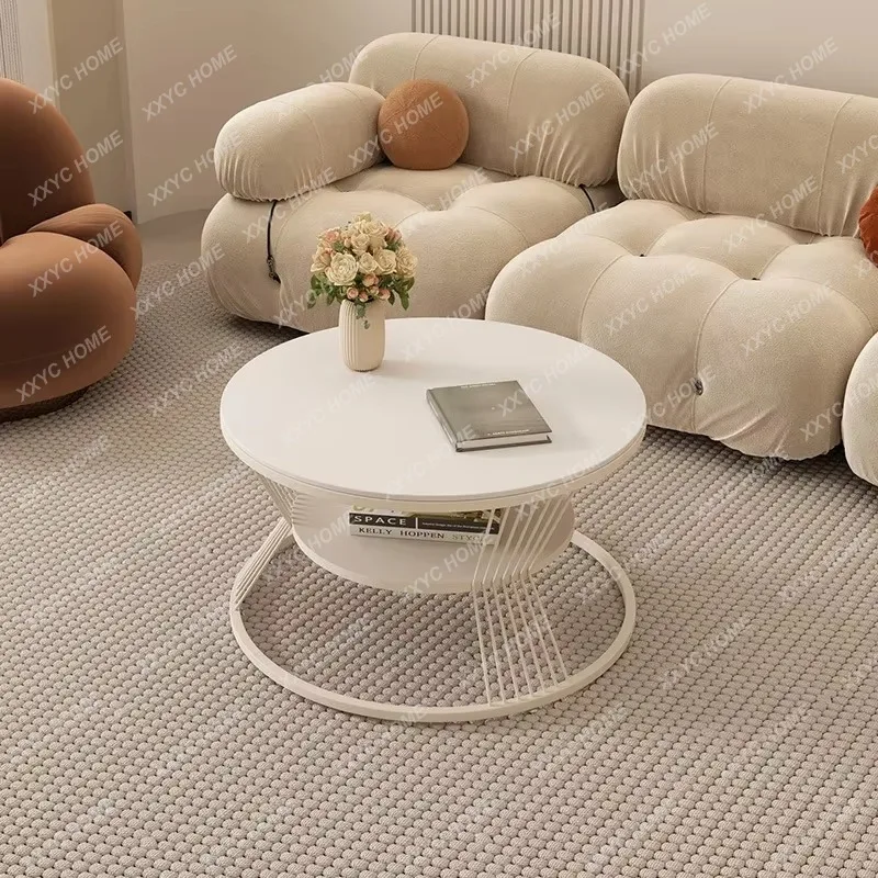 XX Rock Slab Coffee Table Living Room Household Simple Modern Small Table Light Luxury Round Coffee Table Small Apartment
