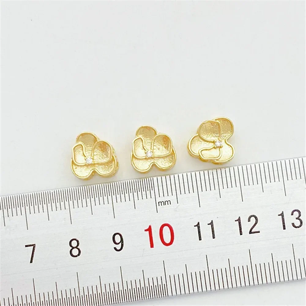 14K Gold Inlaid Zirconium Camellia Loose Beads Bead Partition Handmade DIY Beaded Bracelet Necklace Jewelry Material Accessories