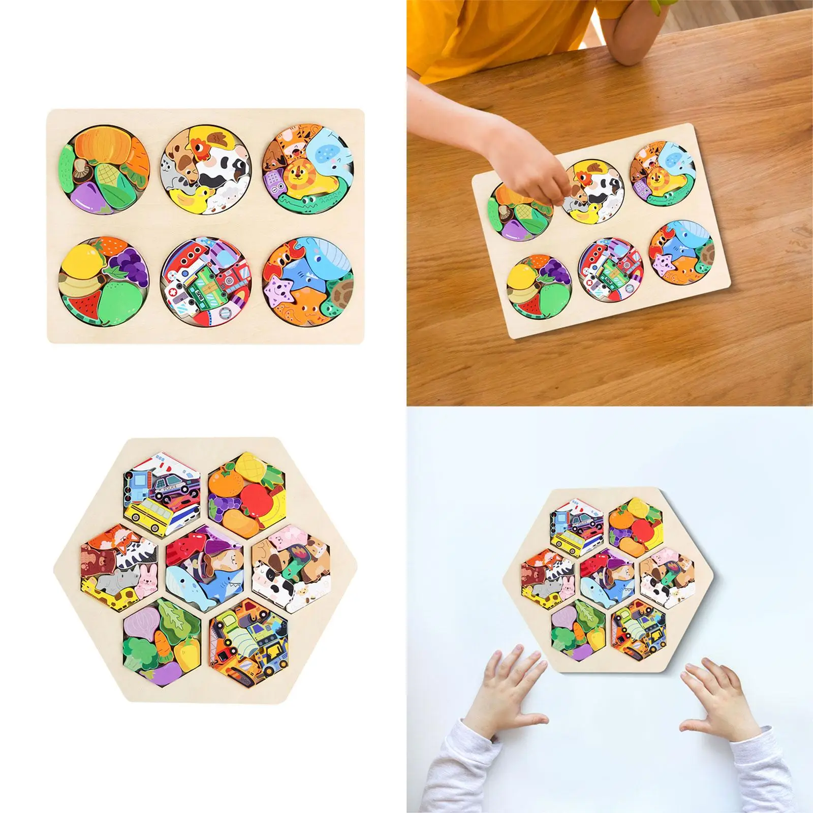 Wooden Puzzle for Kids Fine Motor Skill Portable Educational Activity Preschool Learning Enlightenment for Boys Girls Ages 1-3