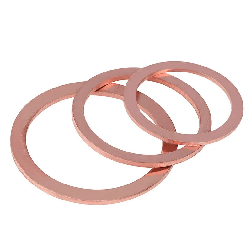 Copper Washer for Oil Sump Plug M5 M6 M8 M10 M12 M14 M16 M18 M20 M22 M24 M27 M30-M60 Sealing Solid Washer Flat Seal Gasket Ring