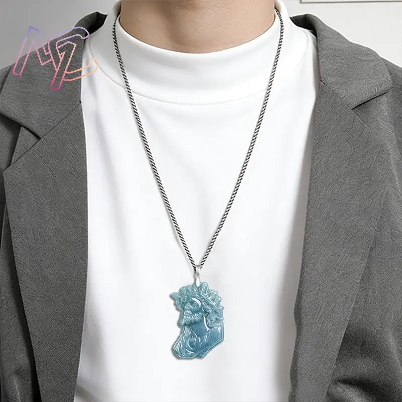 Myanmar Jadeite Priest Pendant Necklace Luxury Talismans 925 Silver Vintage Amulet Charm Fashion Real Jade Gifts for Women - view 3