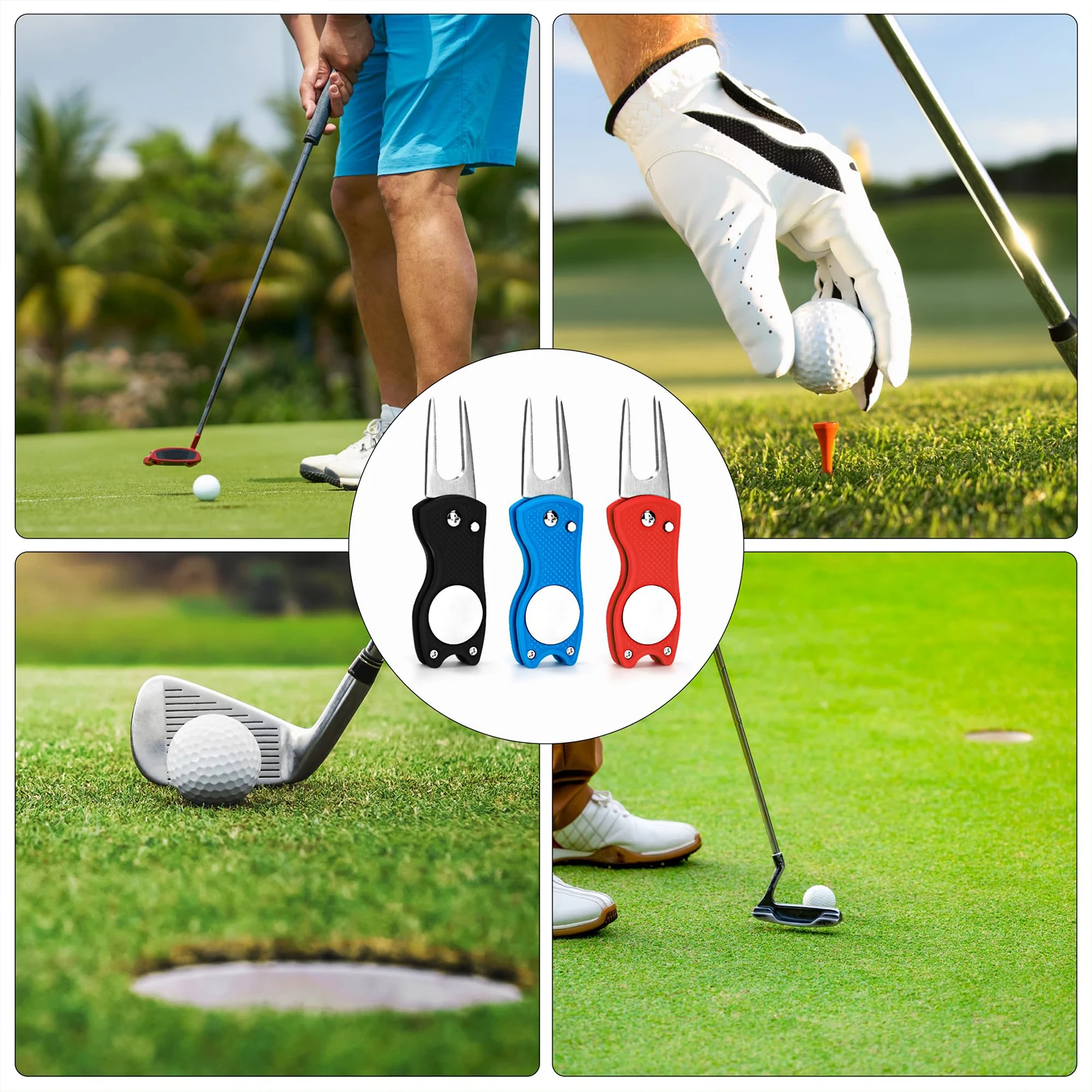 

1pc Foldable Golf Divot Repair Tool with Magnetic Ball Marker and Pop-up Button Golf Acessories Gift For Golfer 2024 New