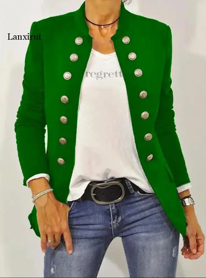 

New Blazer Long Sleeve 2022 Women Jackets Row Buckle Yellow Slim Small Suit Femme Hot Style Loose Coat Red Pattern Mujer Suit