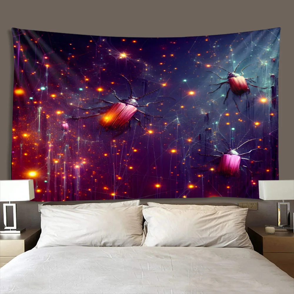Psychedelic Universe Luminous Insect Art Tapestry - Living Room Sofa Wall Decor Dormitory Bedroom Hanging Cloth Featured