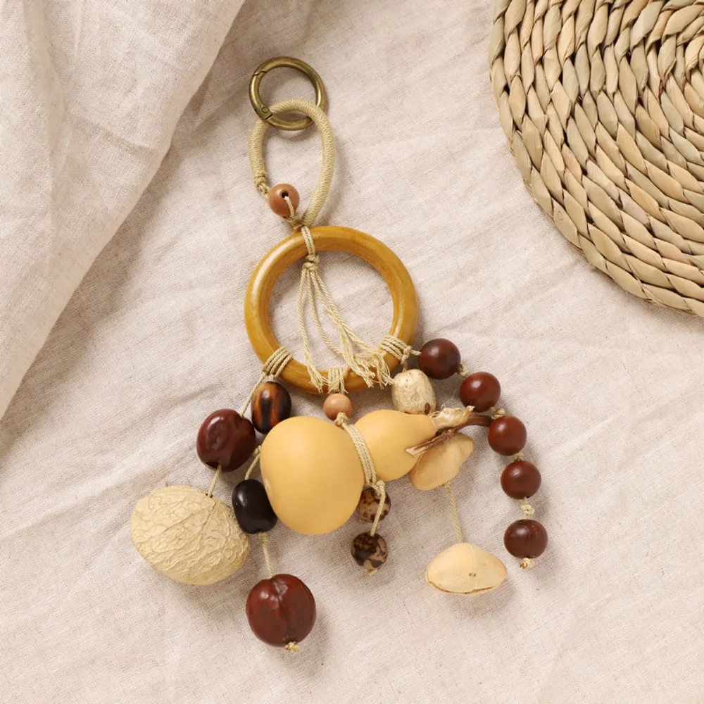 Handmade Natural Fruit Shell Bag Keychain Personality Multifunctional Usage Nut Shell Wind Chime Bag Accessories