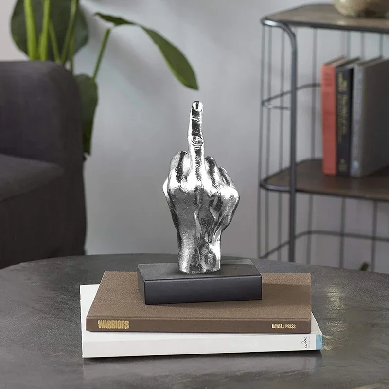 Resin Ornaments Of Middle Finger Statue Upright Middle Finger Arts Crafts Desktop Gesture Figurine Sculpture Living Room