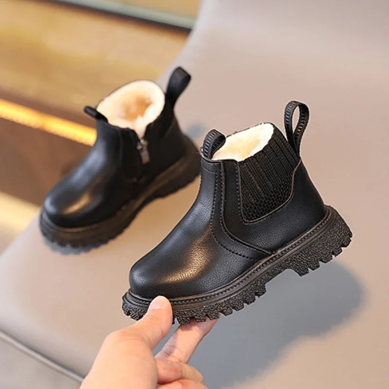 Winter Simple Kid's Boot Warm Toddler Boots Girl Trend British Style Children Fashion Boys Causal Cotton Boots Ankle Versatile