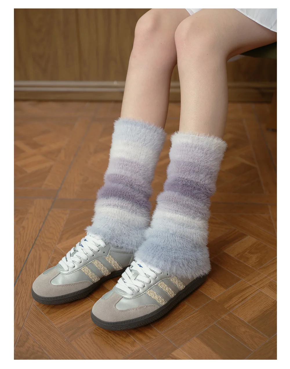 Scaldamuscoli in maglia sfumata di visone finto Donna Primavera Autunno Maniche al polpaccio irregolari in stile giapponese Y2K【Multi colori】