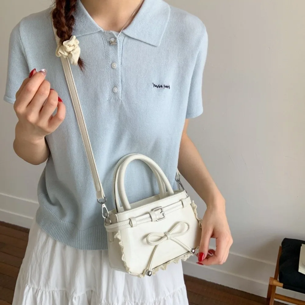 

Chic Korean Bow Leather Bag Stylish Sweet Bow Crossbody Bag Versatile Lace Women's Handbags Gifts