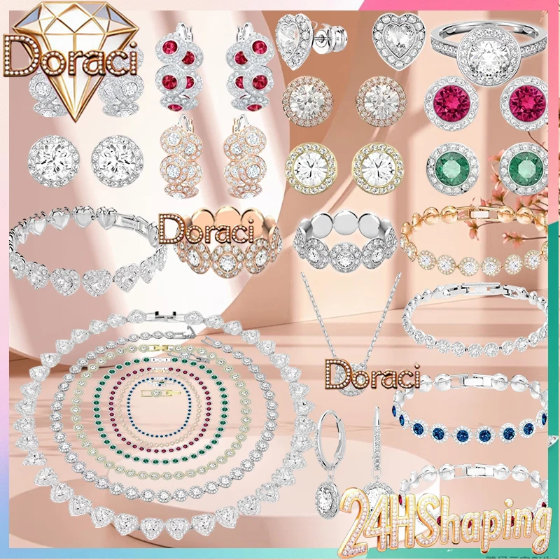 Mehrere Stile verkaufen sich gut, hochwertiges klassisches Damen-Schmuckset mit Diamanten, elegantes Set mit Halskette und Armband der Angel-Serie