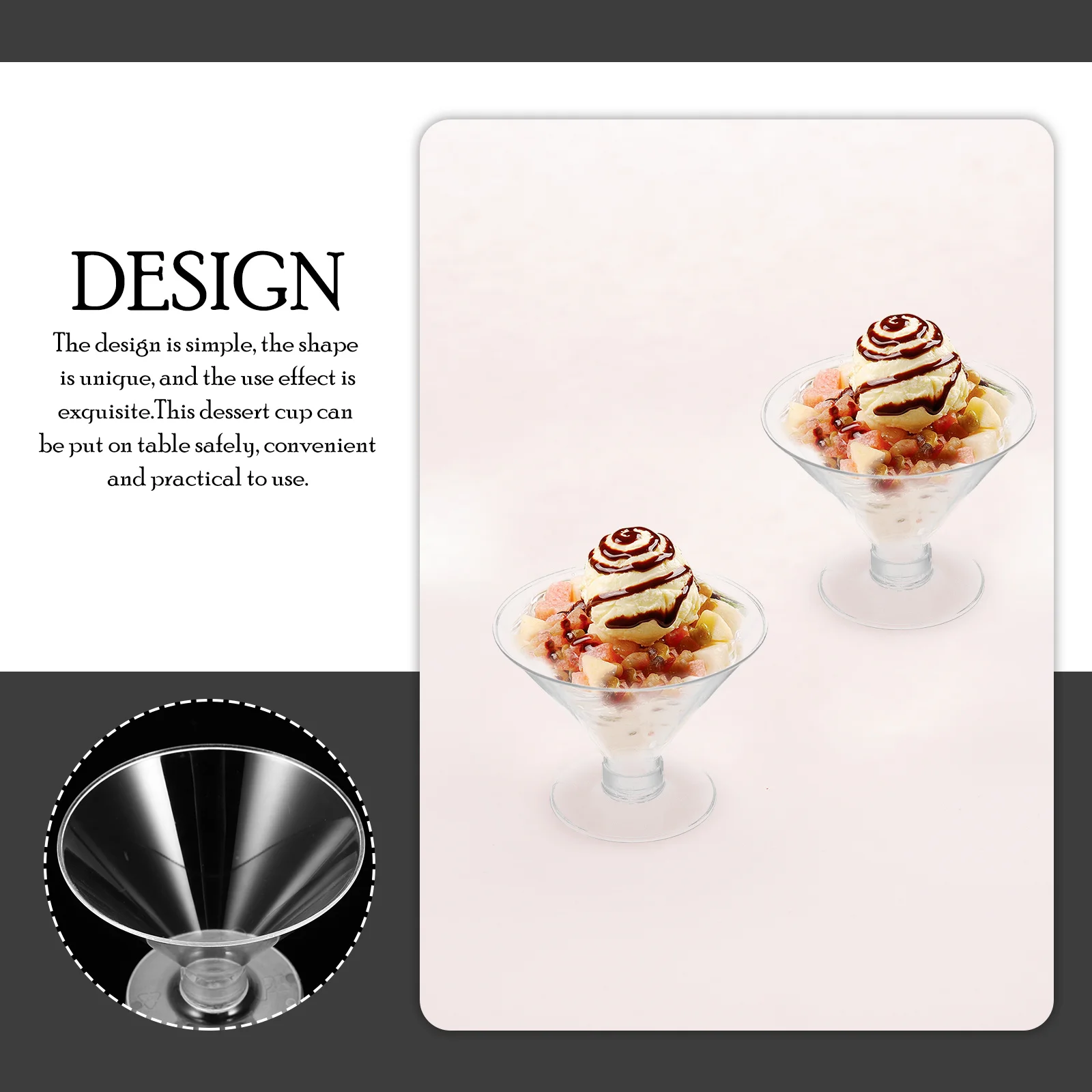 

25Pcs Ice Cream Cups Practical Transparent Dessert Cups for Hotel Cafe Restaurant Pudding Milk Shake Holders Ice Cream Bowls