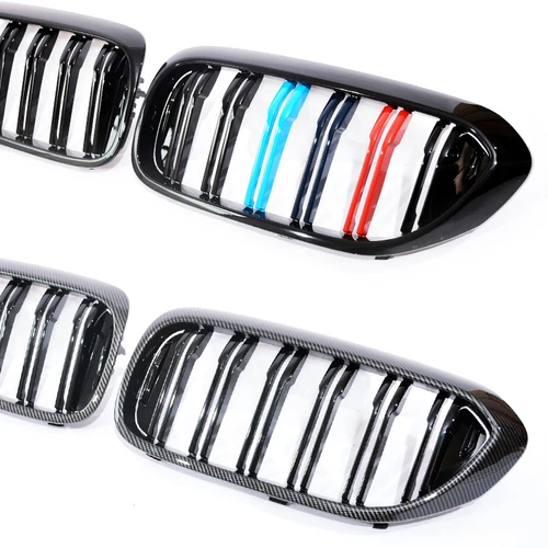 Imagen 2 del producto Parrilla delantera de riñón, rejilla cromada de carbono para BMW 5 Series G30 Pre-facelift 2017-2020, parrilla estilo Racing M 525 530 540, accesorios