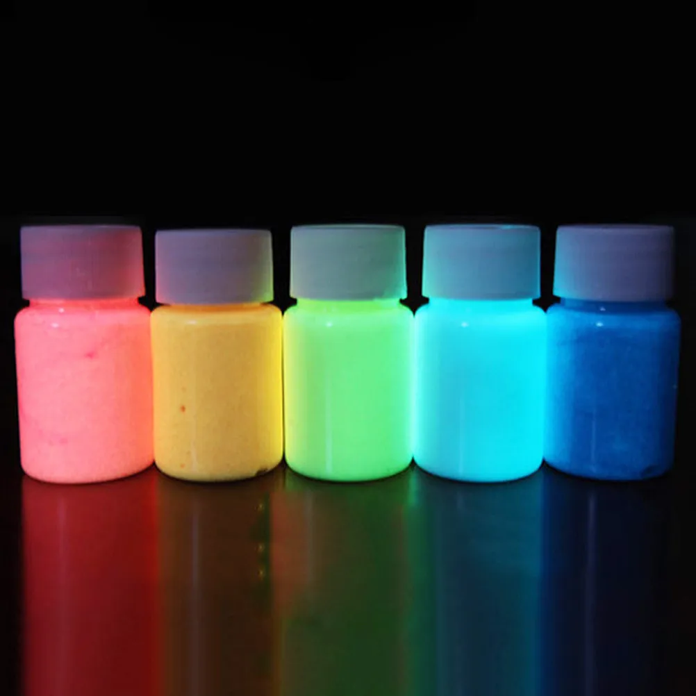 

5Pcs 15G Glow in The Dark Luminous Paint Set Neon Fluorescent Pigment for Nail Art Epoxy Resin Crafts DIY Festival Rave