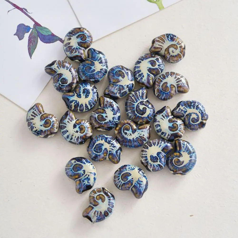 Ceramic Conch Beads Set 10pcs Ceramic Conch Beads Handmade Sea Snail Beads Summer Beach Sea Jewelry Making Bracelets for Jewelry