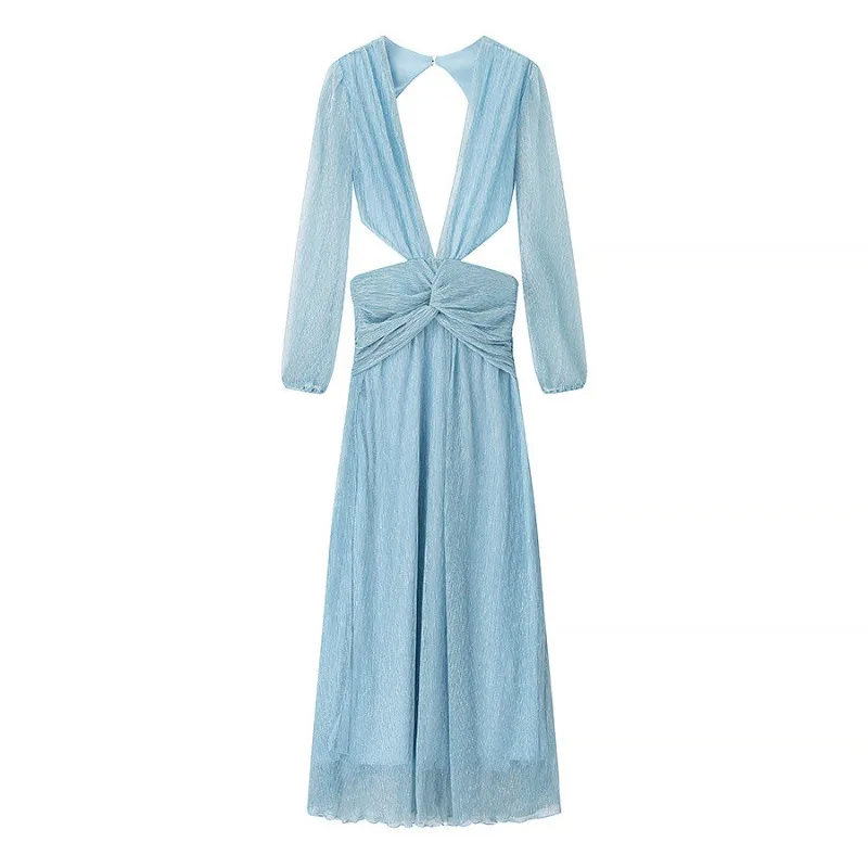 

Women's Summer Dress V-neck Waistline Backless Sexy Simple Comfortable Casual Design Fashion Soft New Niche Versatile Skinny