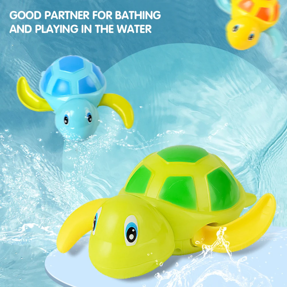 Jouet de bain pour nouveau-né, tortue de dessin animé, jouet classique pour bébé, tortue de natation, chaîne enroulée, horloge, jouets de plage pour enfants