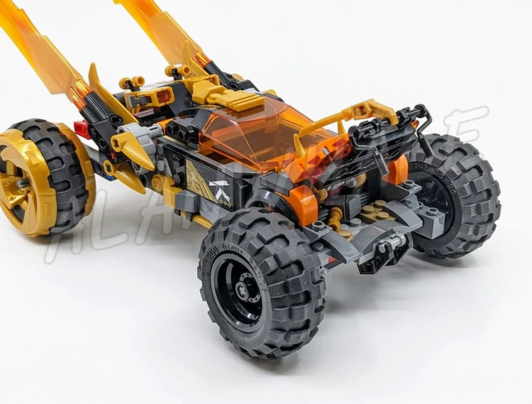 Juguete de bloques de construcción modelo Shinobi para niños, juguete de ladrillos para armar coche Cruiser de dragón dorado, serie Cole's crystalzed, código 384, Compatible con 60014