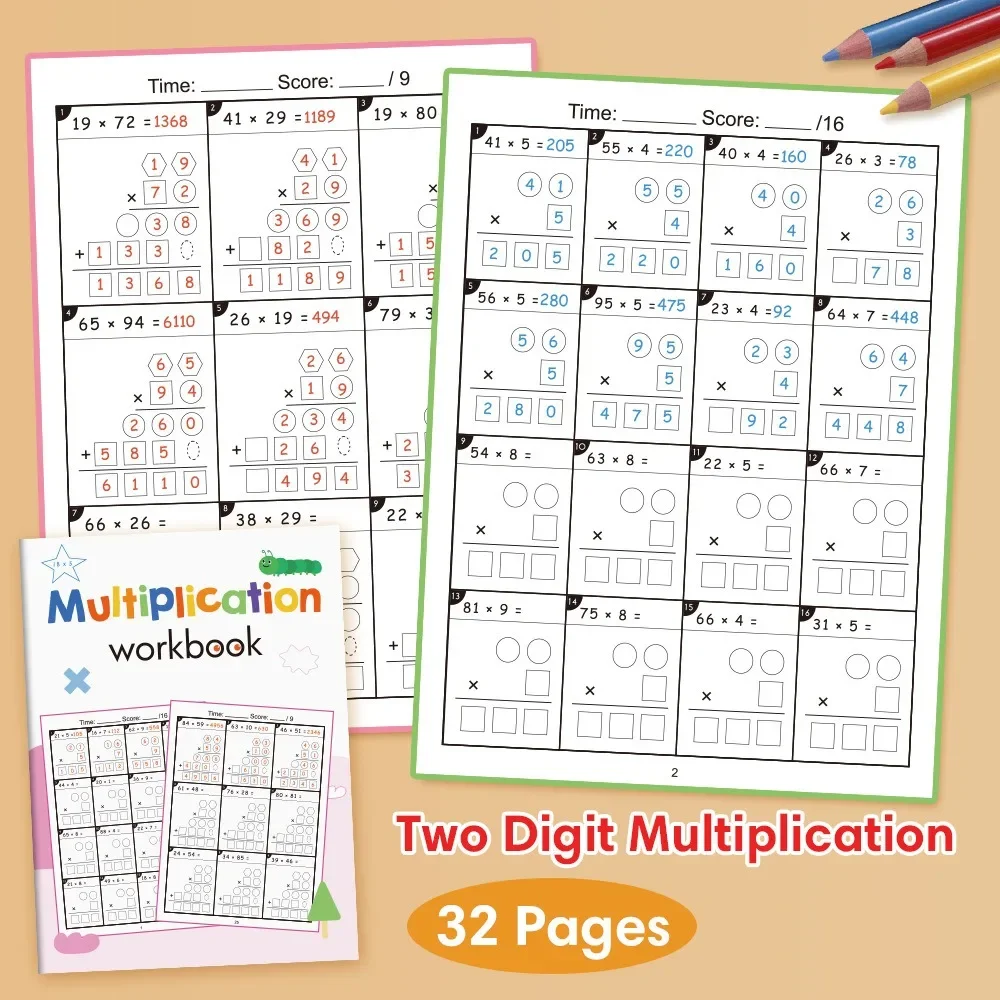

Children's Multiplication and Division Writing Exercise Book Math Improvement Exercises A4 Notebook Daily Practice