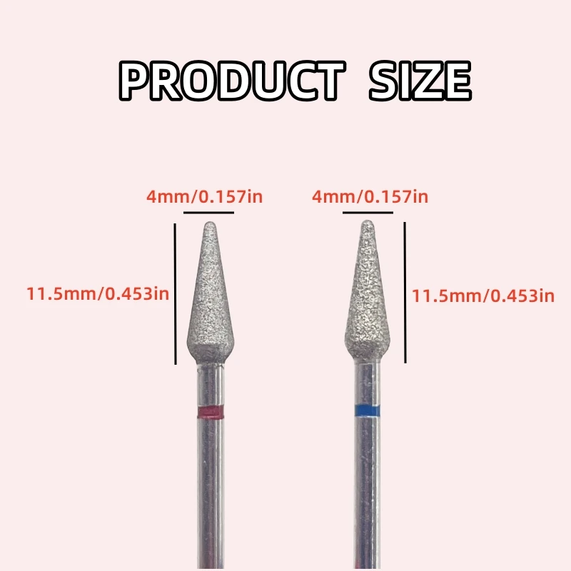 Set di punte da trapano per unghie professionali per pulizia cuticola diamantata da 8 pezzi - Acciaio inossidabile rotante di sicurezza per accessorio per manicure per unghie russa