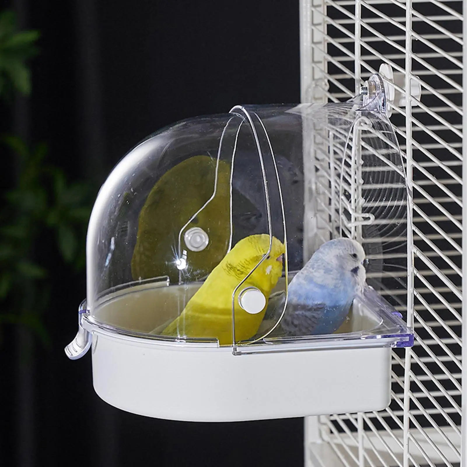 

Parrot Bath Clear Bathtub Shower Feeder Splashproof Transparent Cage Bird Bath For Indoor Window Cockatiel Conure Canary