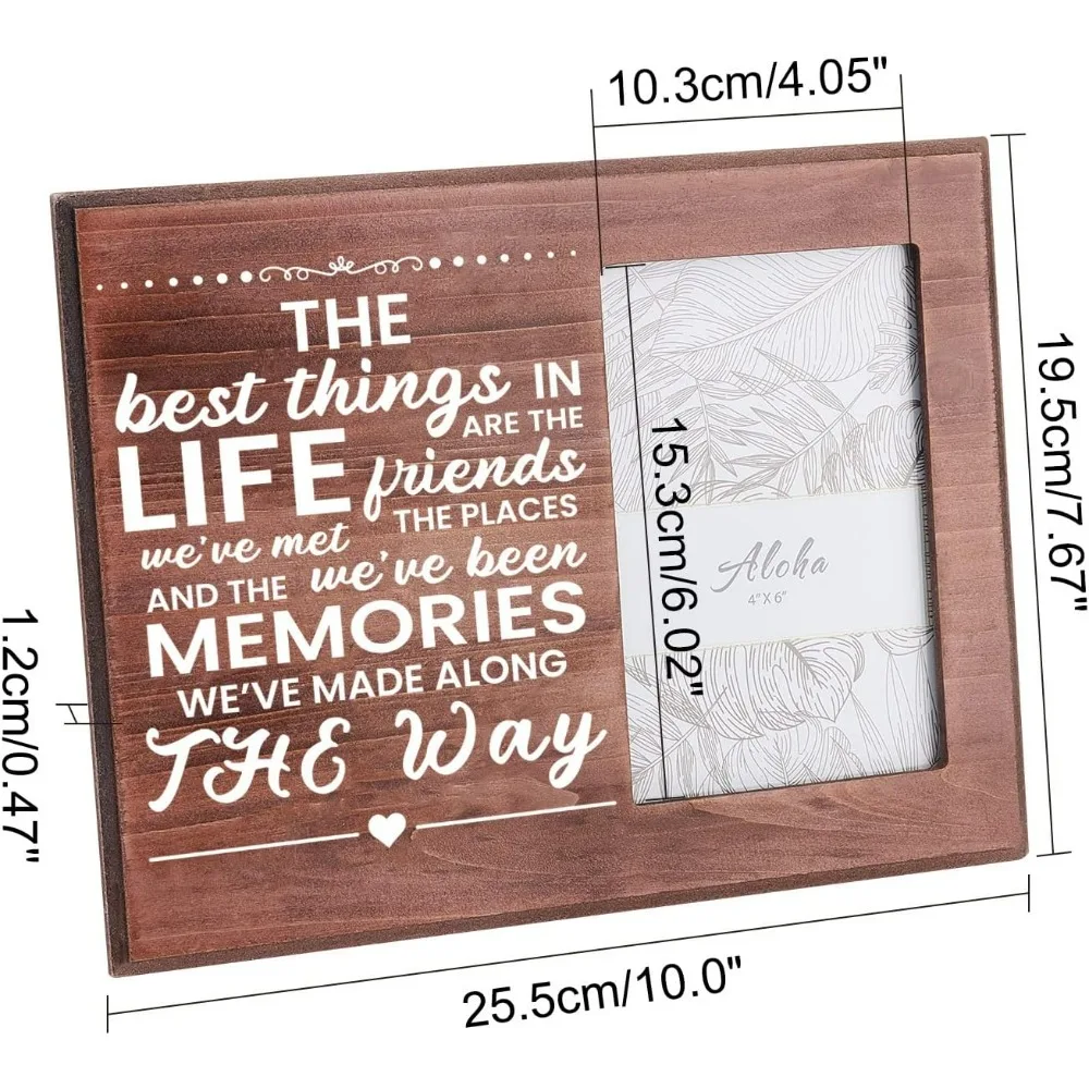 The Best Thing in Life are The Friends Picture Frame 4x6 inch Long Distance Friendship Gifts Frames Hanging/Tabletop Wooden